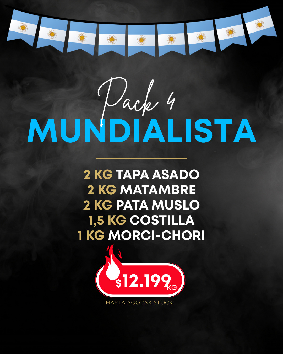 Tapa asado-matambre-pata muslo-costilla-morcilla-chorizo