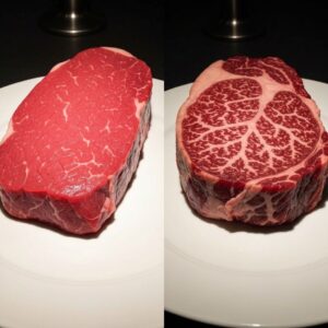 Carne madurada envasada al vacío mostrando su textura y marmoleo después de 21 días de proceso